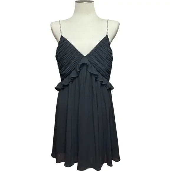 Michael Michael Kors Rhinestone Strap Mini Cocktail Dress Black 12 - Picture 2 of 6